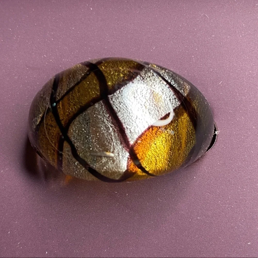 NWT. Zara Limited Edition Golden/Yellow Round Glass Ring. Size S(12).